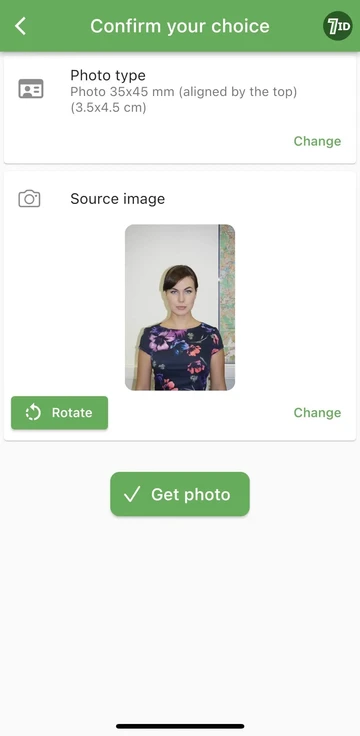 7ID App: Passfotogröße 35x45