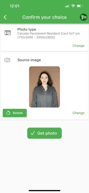 7ID App: Canada PR Card Photo Size