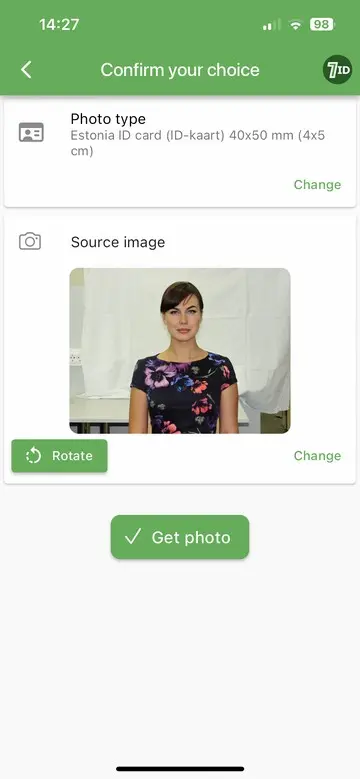 7ID App: Estonia ID Photo Size