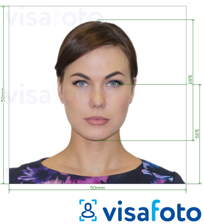 Նկարի օրինակ  Չեխիայի Հանրապետություն Passport 5x5cm (50x50mm)-ի համար ճշգրիտ չափորոշիչով։