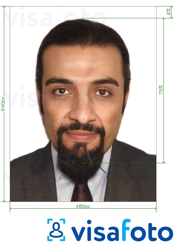 Նկարի օրինակ  Սաուդյան Արաբիա նույնականացման քարտ Absher 640x480 պիքսել-ի համար ճշգրիտ չափորոշիչով։