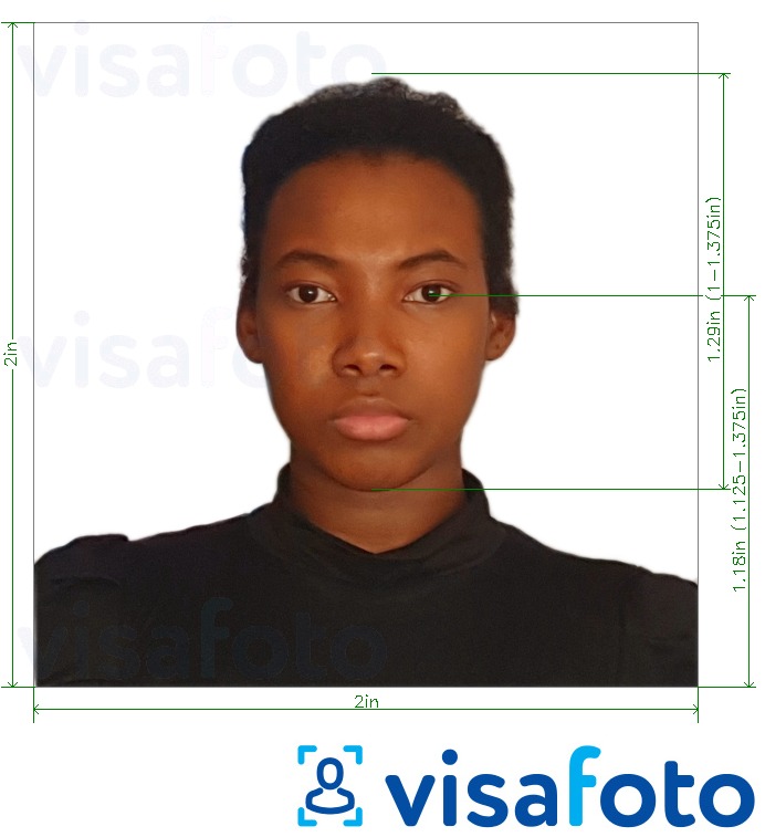 Նկարի օրինակ  Արեւելյան Աֆրիկայի վիզայի պատկերը 2x2 դյույմ (Ուգանդա) (51x51mm, 5x5 սմ)-ի համար ճշգրիտ չափորոշիչով։